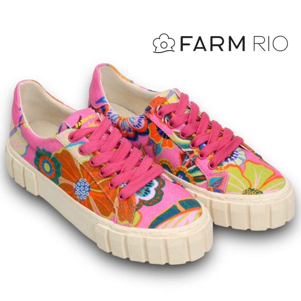 FARM RIO Full Garden Flatform Sneaker in Pink Size 9.5 EUC